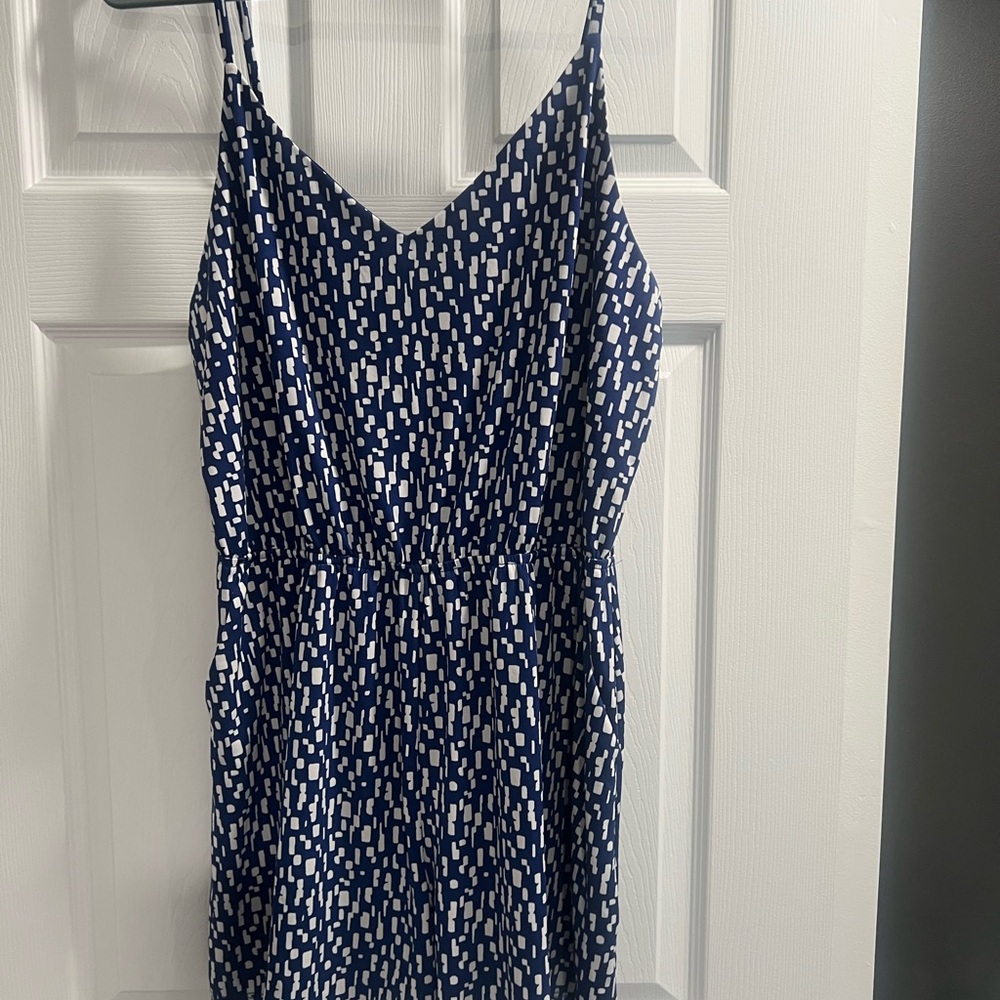 Elegant Blue and White Patterned Dress